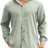 Men's Linen Shirt Long Sleeve Button Down Casual Shirts Untucked Dress Shirts Beach Vacation Fall Tops