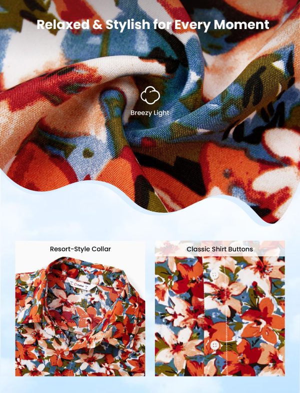 Matching Hawaiian Outfits for Couples Beach Vacation Tropical Print Women Spaghetti Strap Dress or Men Cruise Shirt