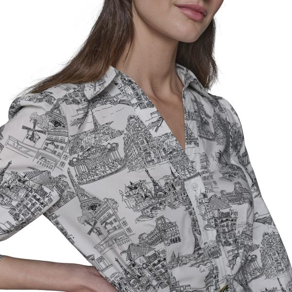 Women's Button Up Collared Belted Shirt Dress