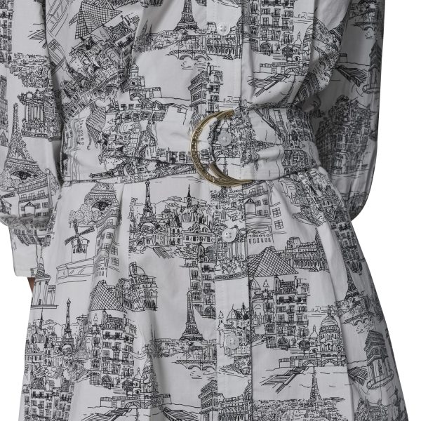 Women's Button Up Collared Belted Shirt Dress