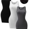3 Piece Womens Summer Ribbed Tank Dress Scoop Neck Sleeveless Tank Top Dresses Basic Bodycon Mini Dress