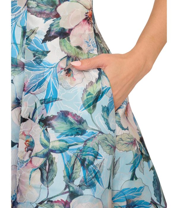 Women's Floral Jacquard Midi Dress