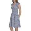 Women's V Neck All Over Columbier Print Fit and Flare Dress