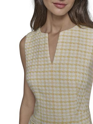 Women's Tweed Printed High Scoop Neck Aline Dress