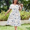 Women Plus Size Short Sleeve Dress Loose Summer Casual A-Line Flowy Midi Dresses with Pockets