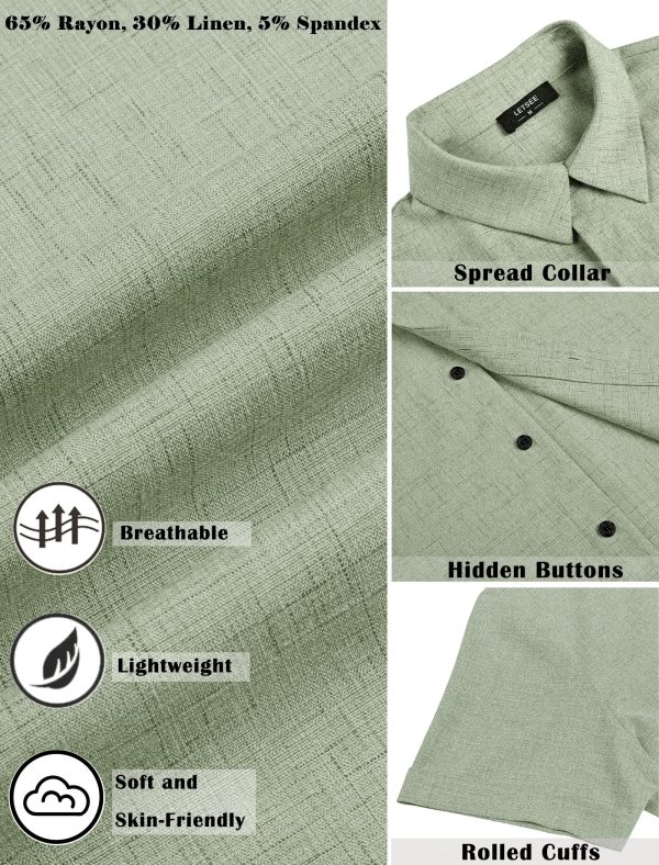 Linen Shirts for Men Short Sleeve Button Down Dress Casual Shirt Beach Summer Wedding Hawaiian Outfit