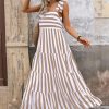 Women Dresses 2025 Summer Floral Sleeveless Maxi Dress Casual Spaghetti Strap Tiered Flowy Beach Long Dress
