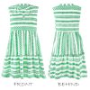 Women's Ruffle Beach Mini Dress Split V Neck A Line Sleeveless Geometric Stripe Tropical Leaf Pattern Summer Dresses