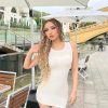3 Piece Womens Summer Ribbed Tank Dress Scoop Neck Sleeveless Tank Top Dresses Basic Bodycon Mini Dress