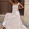Women Dresses 2025 Summer Floral Sleeveless Maxi Dress Casual Spaghetti Strap Tiered Flowy Beach Long Dress