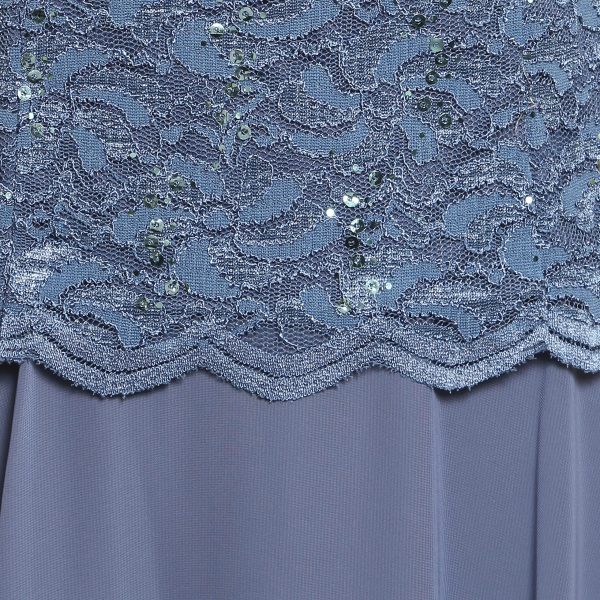 Women's Tea Length Embroidered Bodice Mother of The Bride Gown, Wedding Guest Dress (Petite and Regular Sizes)